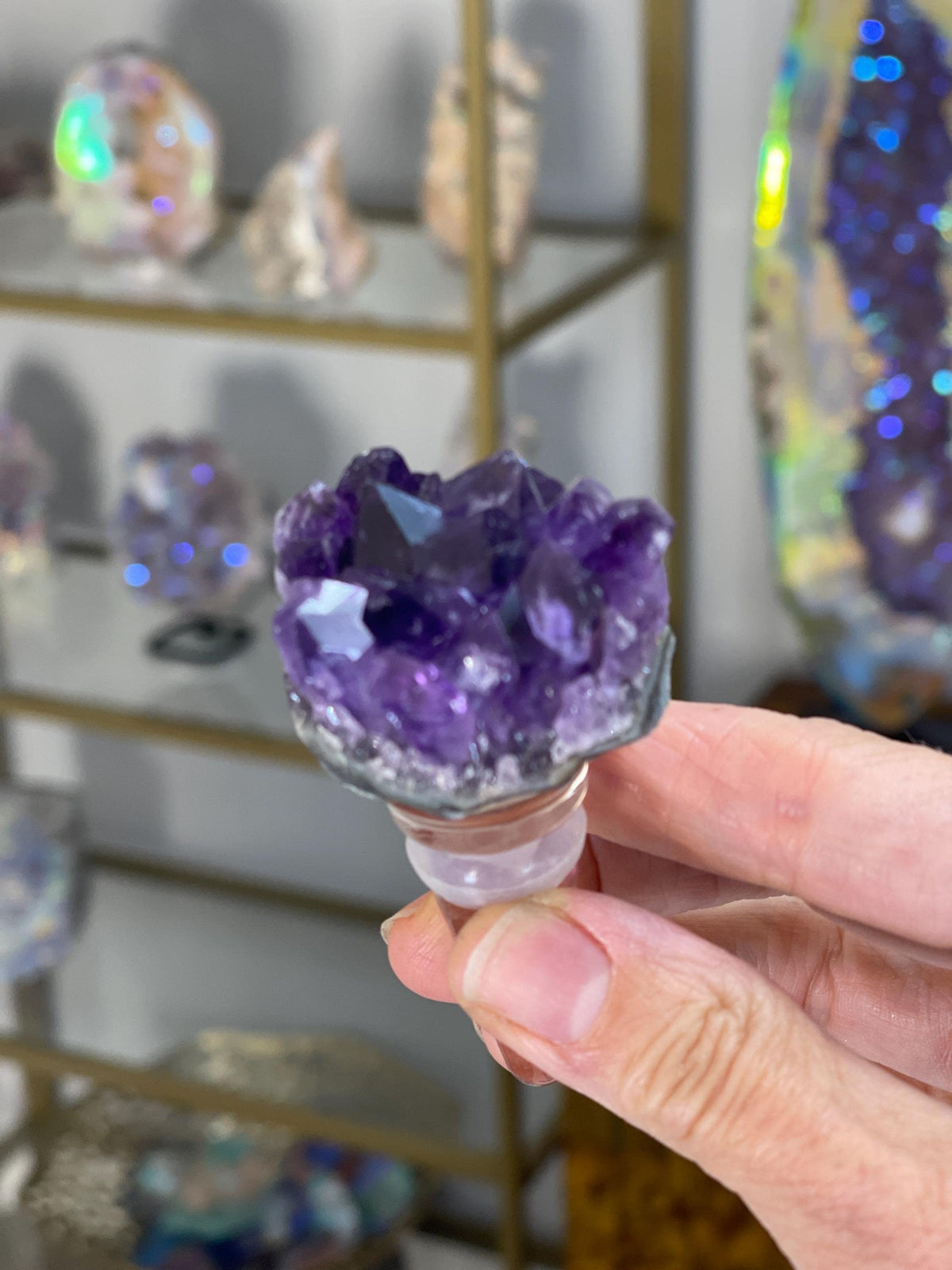 Raw Amethyst Crystal Wine Stopper: Spiritual Barware Gift