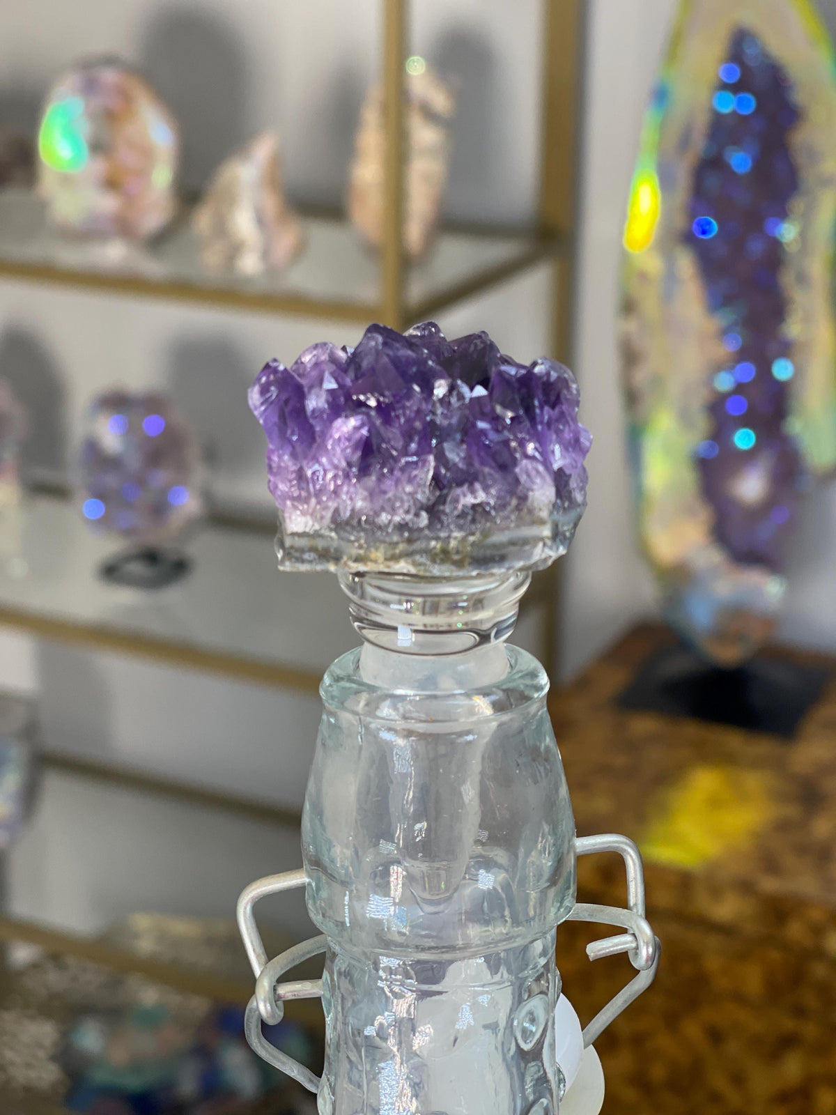 Raw Amethyst Crystal Wine Stopper: Spiritual Barware Gift