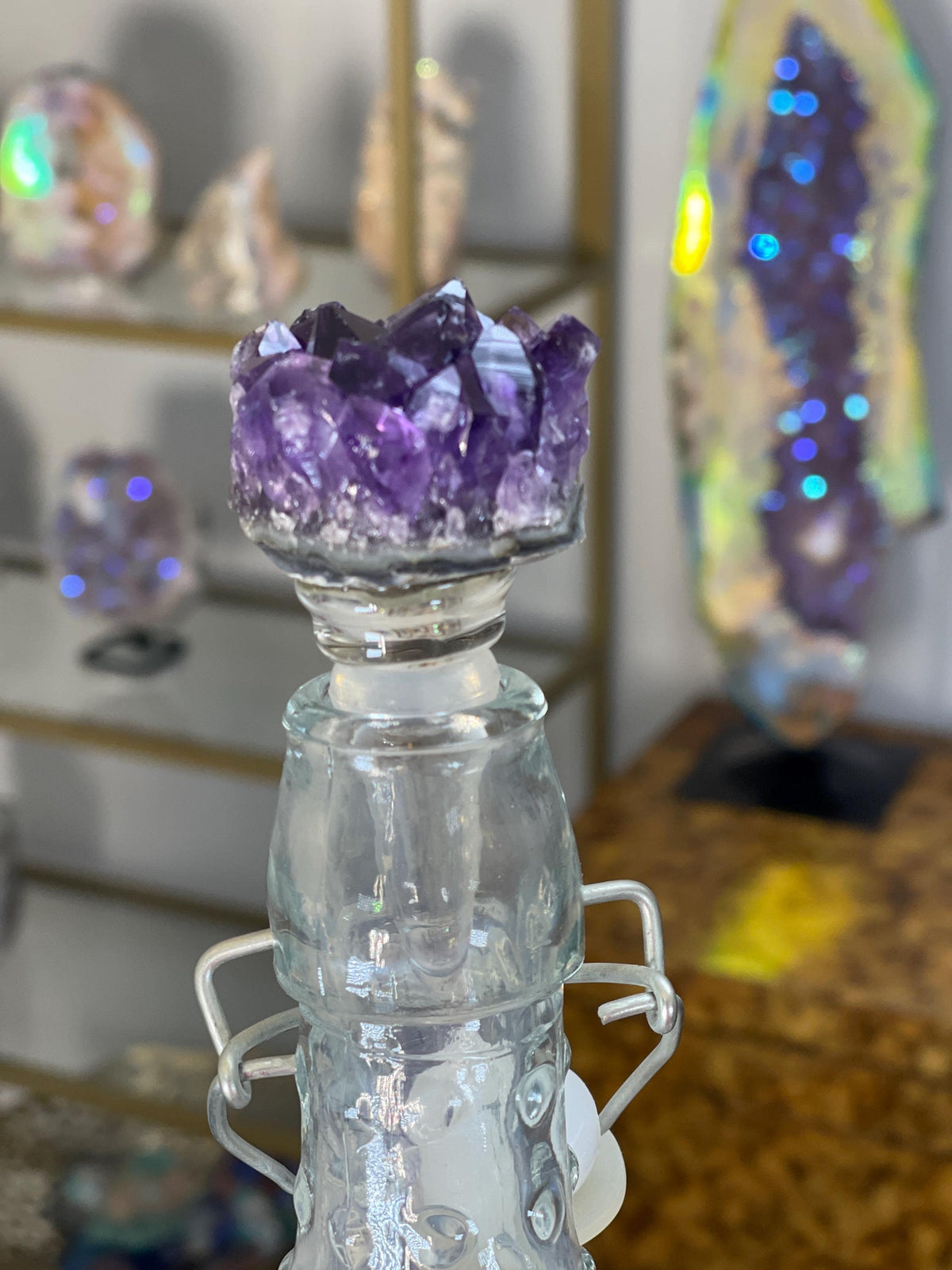 Raw Amethyst Crystal Wine Stopper: Spiritual Barware Gift