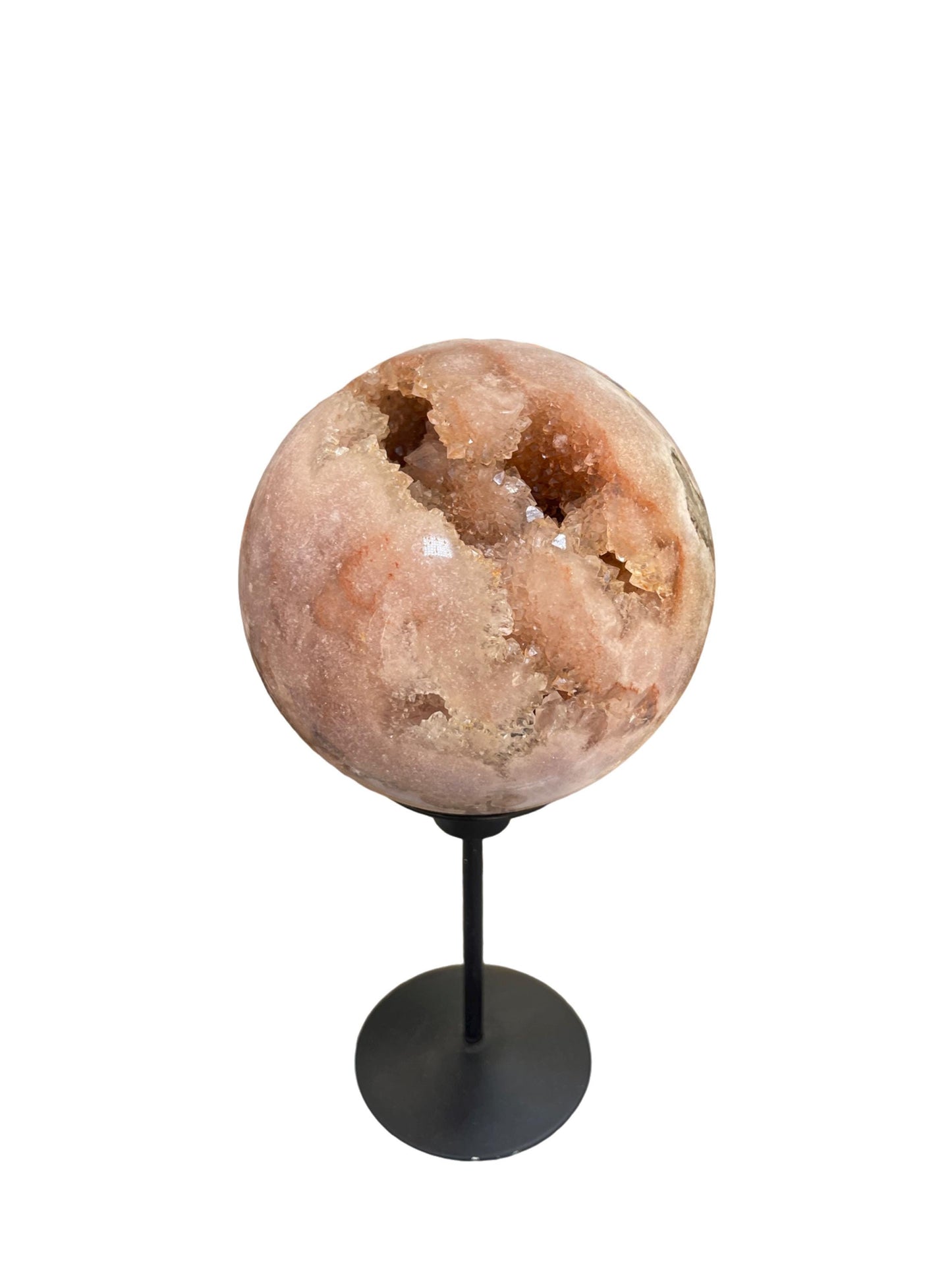 Large Pink Amethyst Sphere on Spinning Stand: Heart Healing Crystal Decor