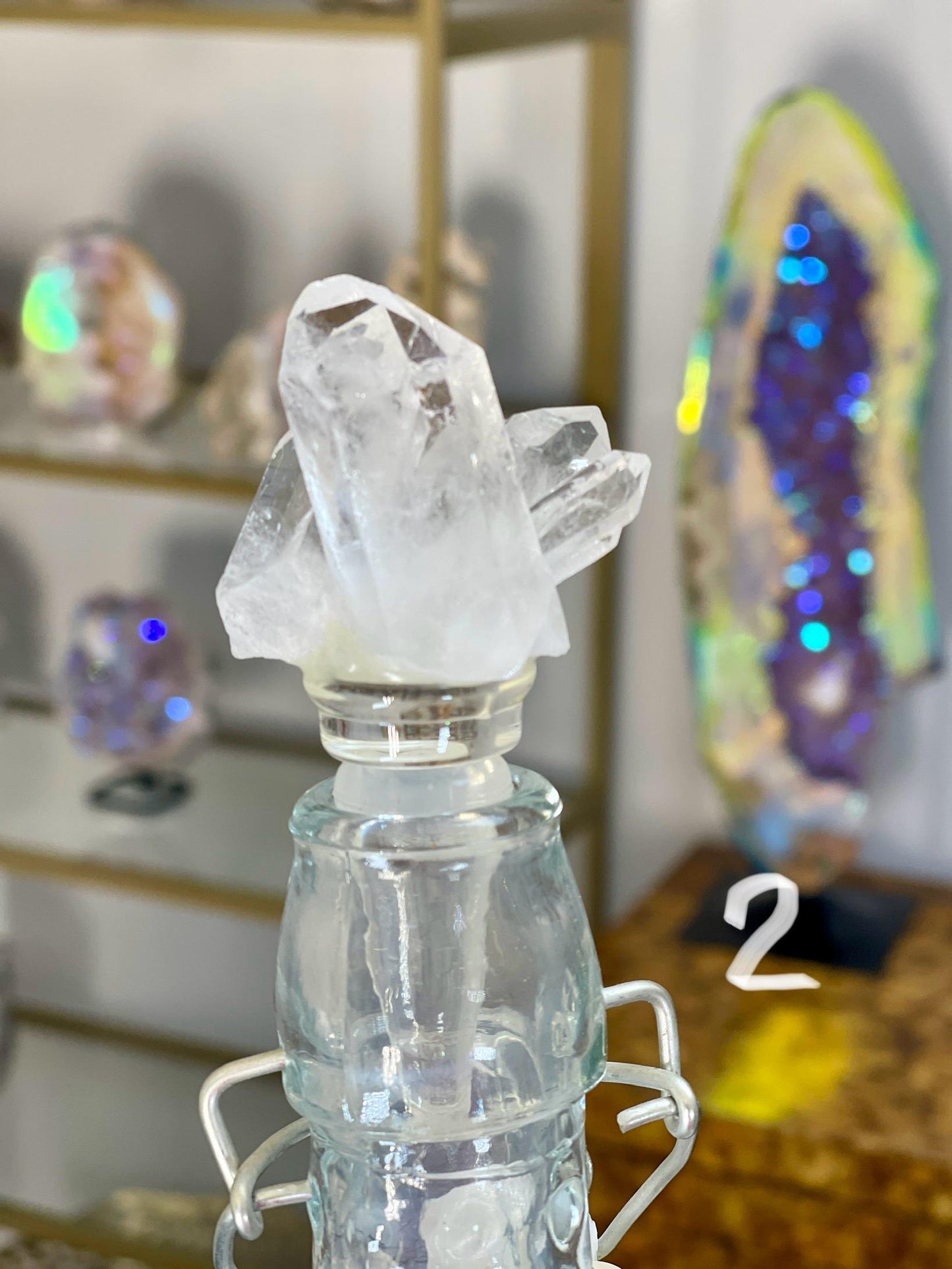 Raw Quartz Crystal Wine Stopper: Home Bar Accessories, Wine Bottle Topper