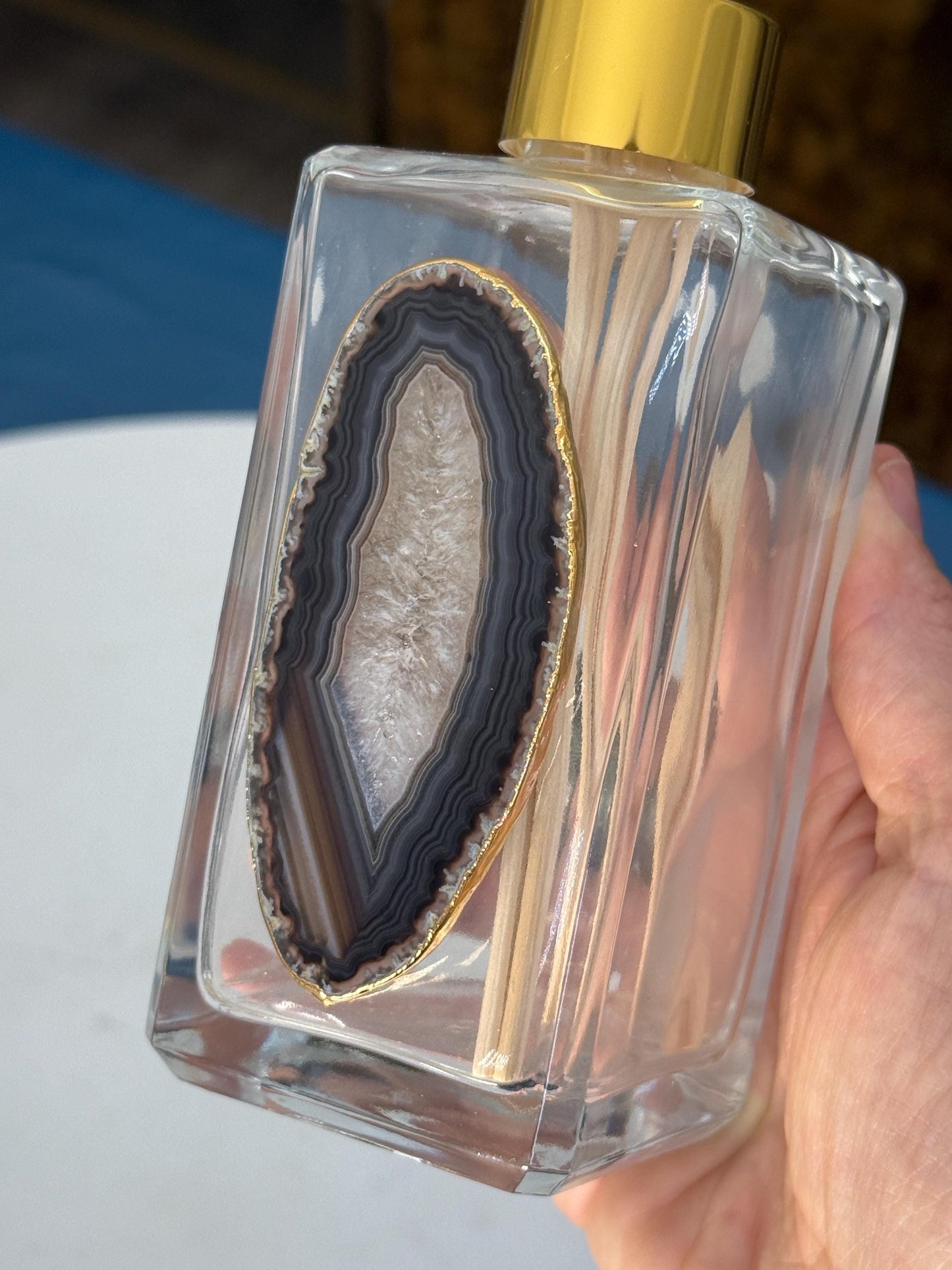 Agate Adorned Reed Diffuser: Luxury Essential Oil Vessel