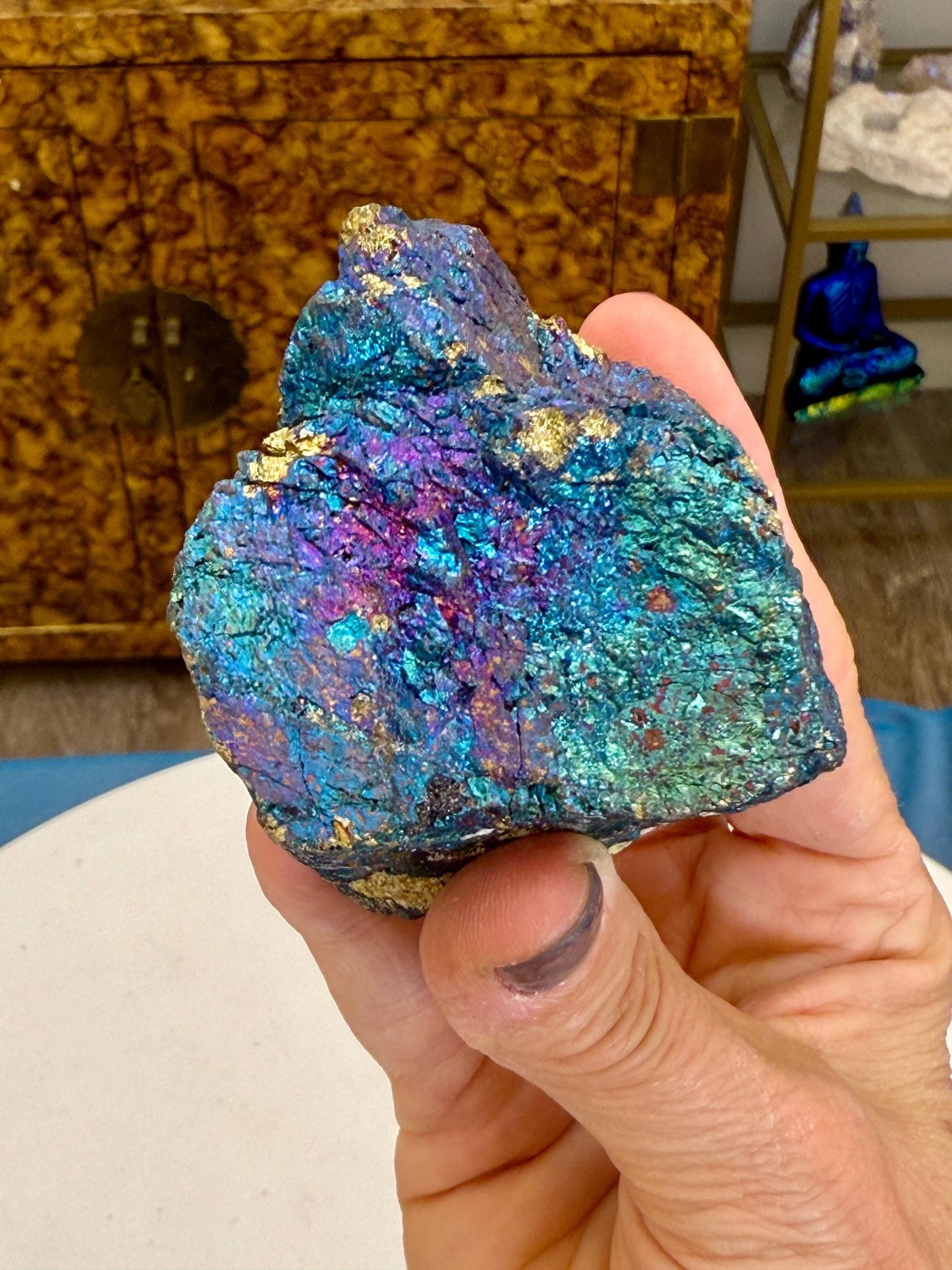 Peacock Ore “Joy Stone” | Bornite, Chalcopyrite, Naturally Iridescent Mineral, Happiness & Positive Energy Crystal, Pyrite