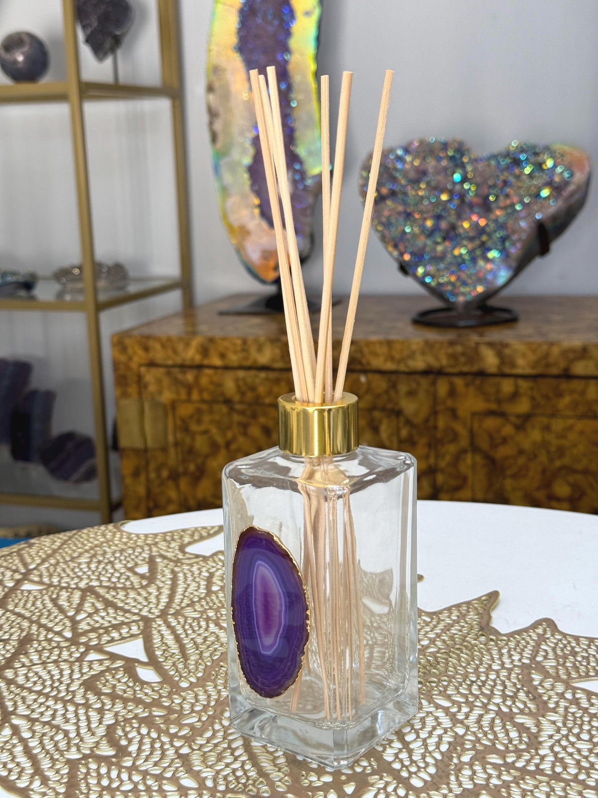 Purple Agate Reed Diffuser: Essential Oil Fragrance Vessel, Home Decor