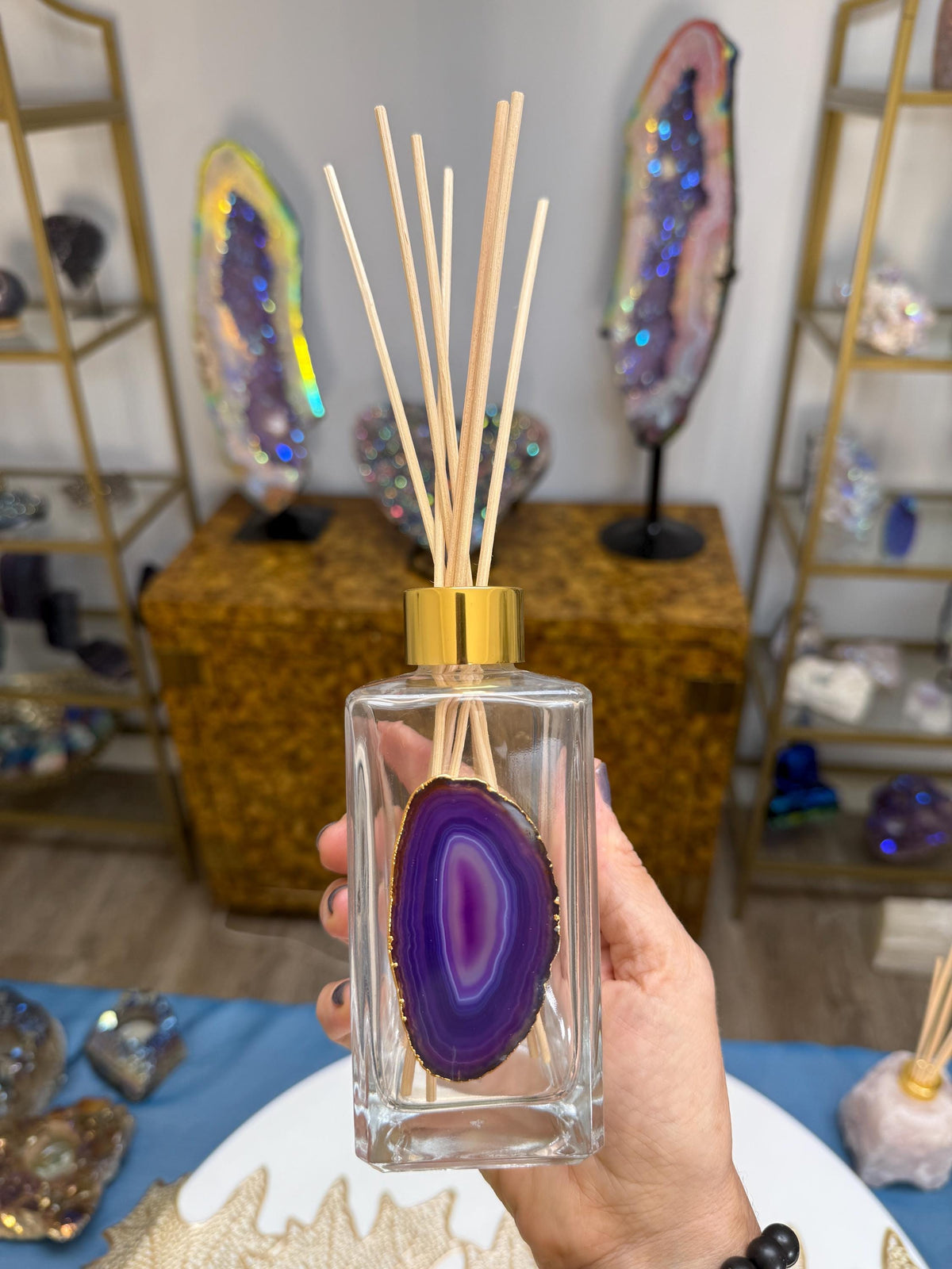 Purple Agate Reed Diffuser: Essential Oil Fragrance Vessel, Home Decor
