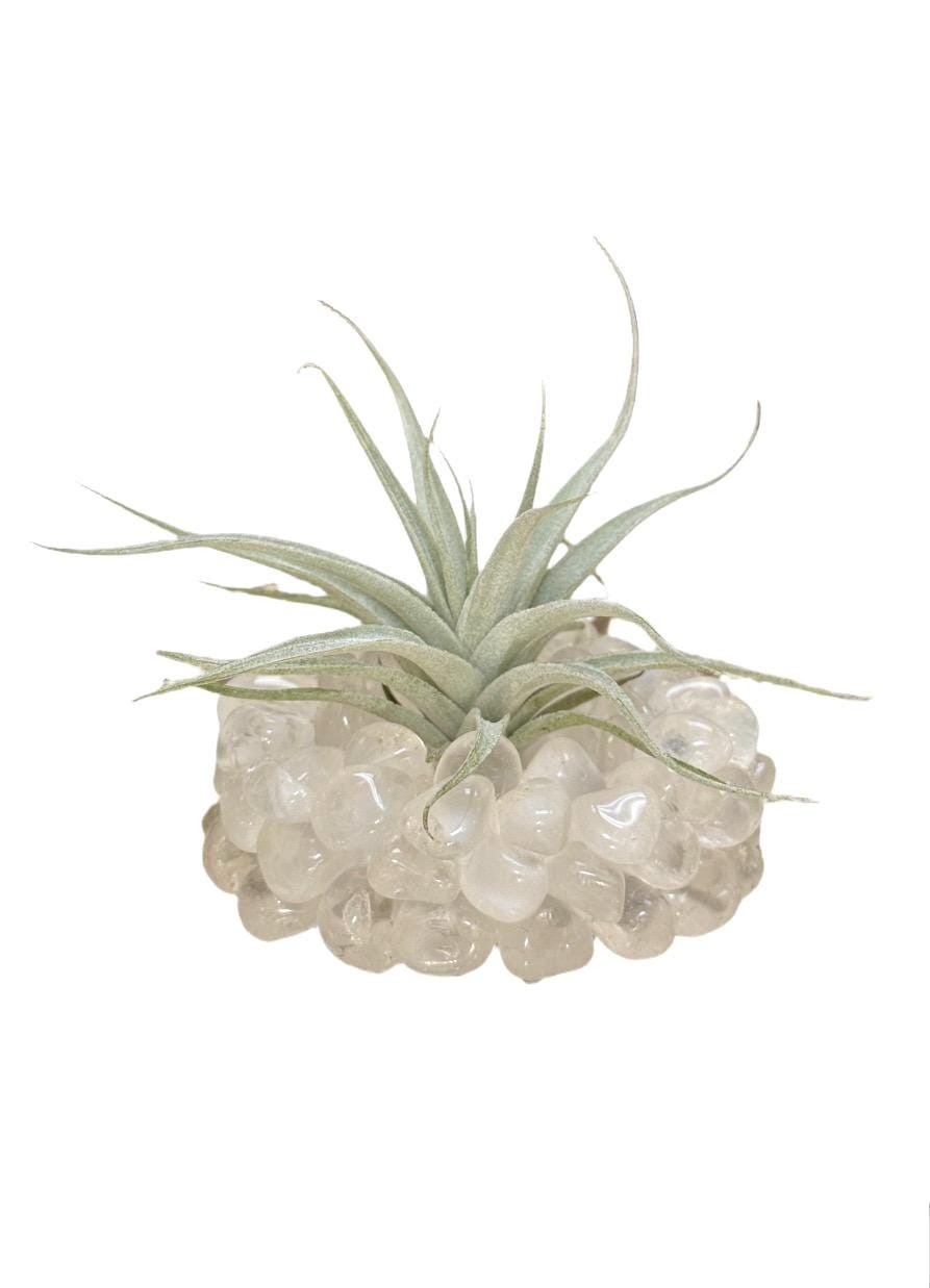 Quartz Crystal Candle Holder: Tumbled Gemstone Tea Light, Air Plant Decor