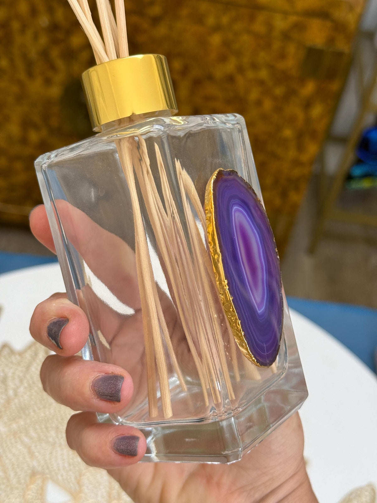 Purple Agate Reed Diffuser: Essential Oil Fragrance Vessel, Home Decor