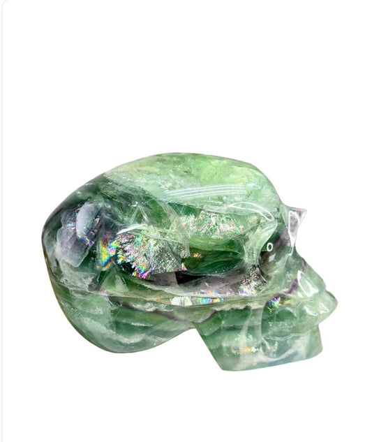 Rainbow Fluorite Crystal Skull: AAA Quality, Focus & Clarity