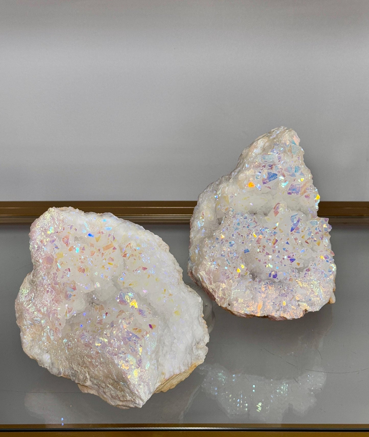 Angel Aura Geode, Aura Moroccan Quartz Geode, Rainbow Aura Crystals, Home Decor, Home Accessories, Angel Aura Crystals, Iridescent Crystals
