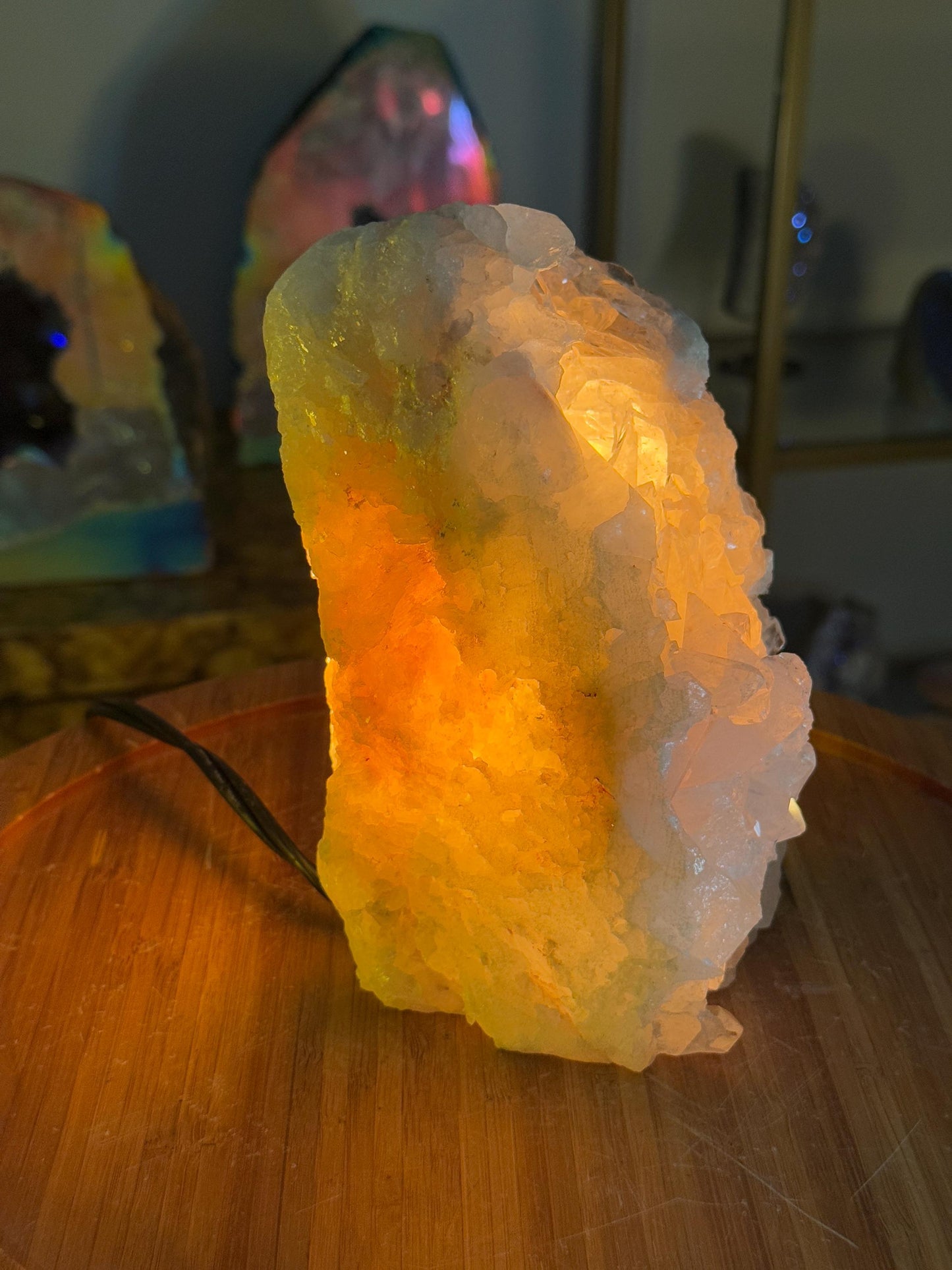 Quartz Crystal Table Lamp: High Vibration Home Decor Lighting