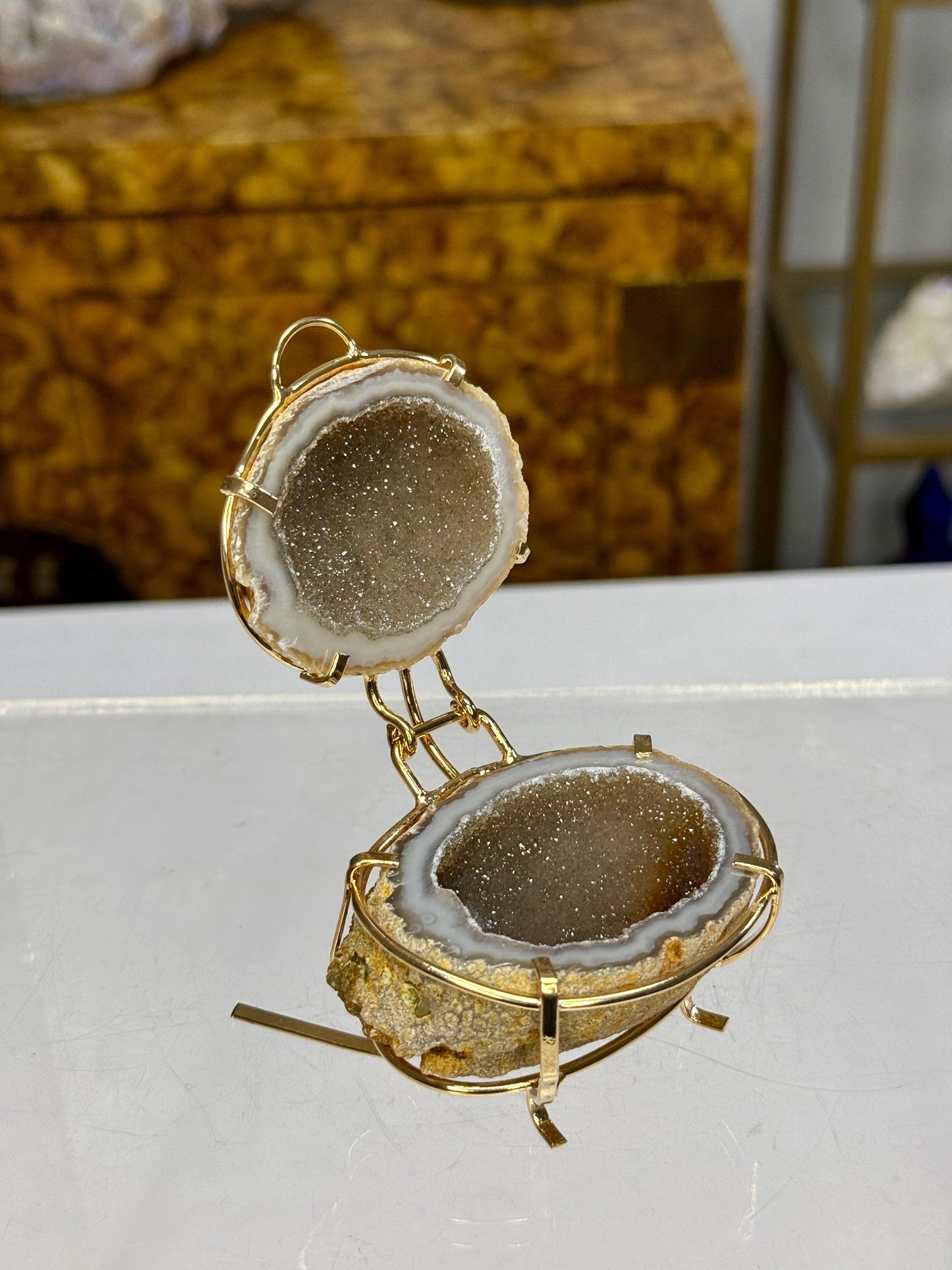 Druzy Agate Geode Jewelry Box: Luxury Gemstone Ring Box, Fancy Boxes