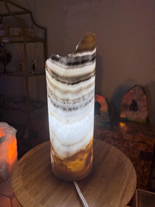 Luxury Onyx Column Lamp: Modern Crystal Decor, Natural Stone Light