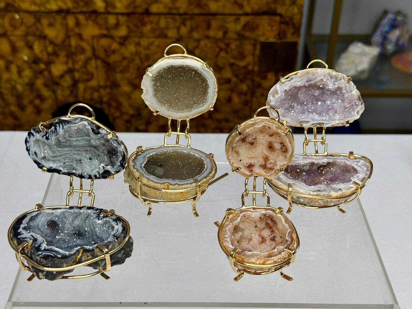 Druzy Agate Geode Jewelry Box: Luxury Gemstone Ring Box, Fancy Boxes