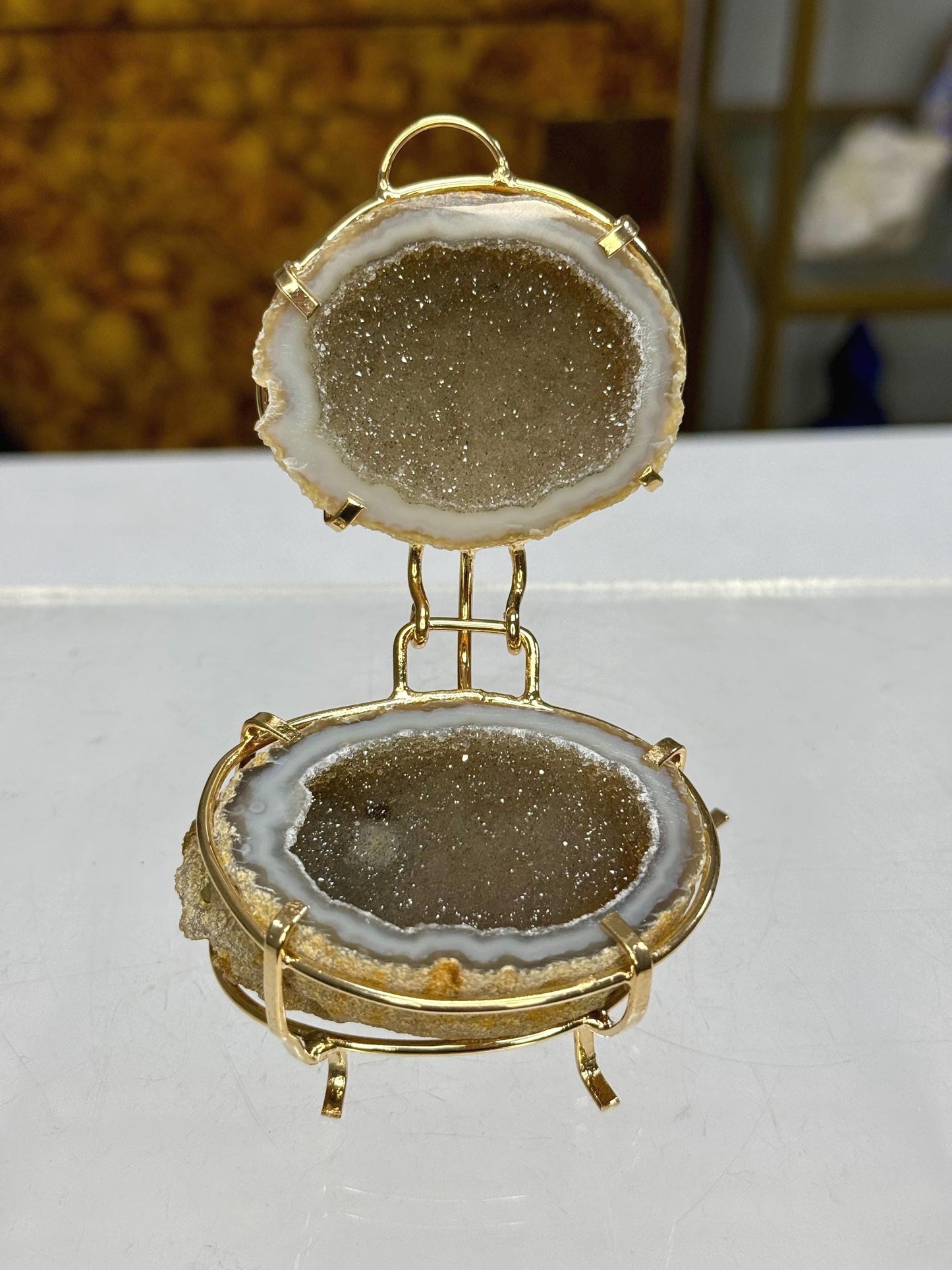 Druzy Agate Geode Jewelry Box: Luxury Gemstone Ring Box, Fancy Boxes