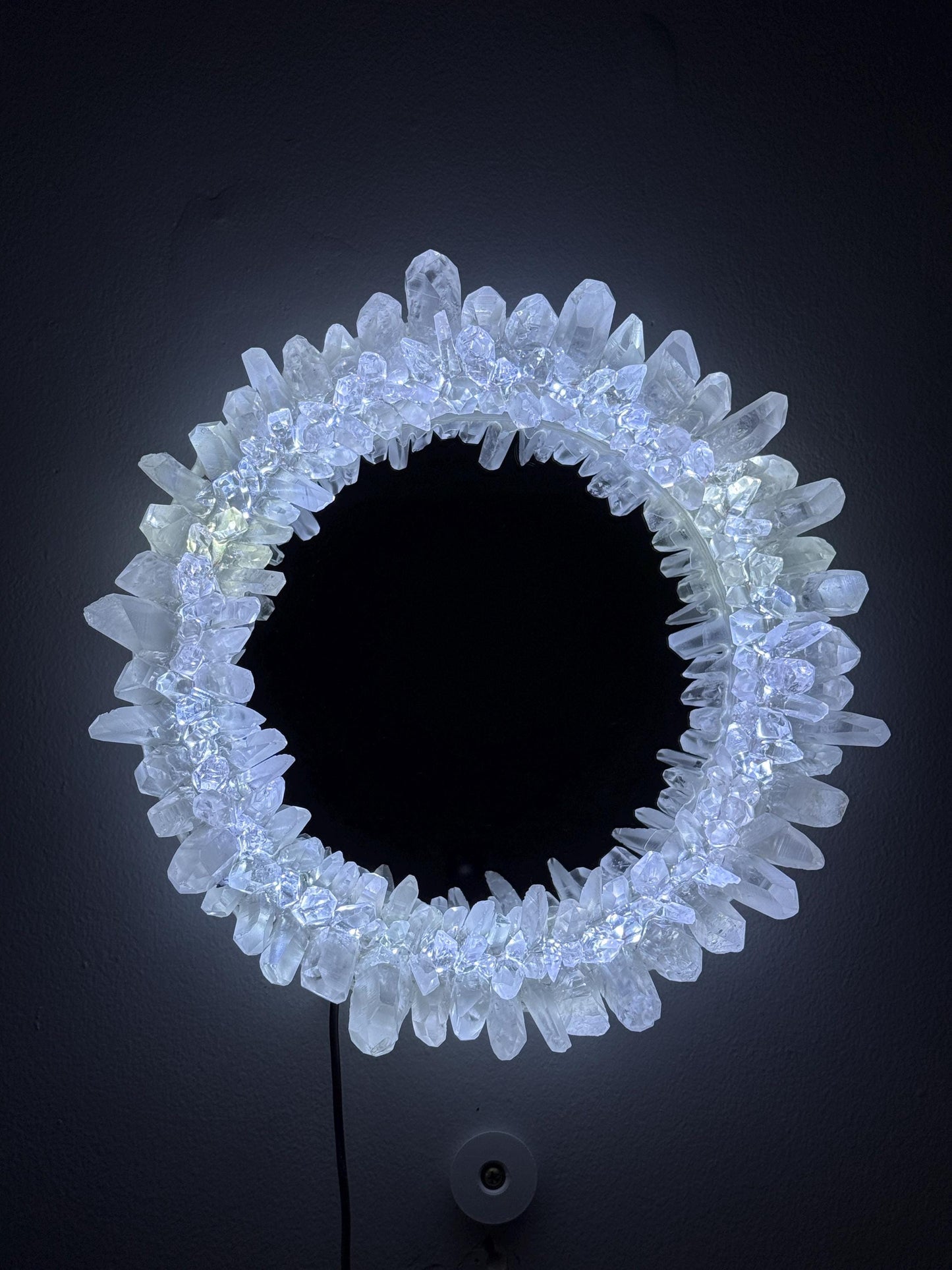 Lemurian Quartz Light Up Mirror, Crystal Point Mirror, Luxury Crystal Decor, Vanity Mirror, Home Accents, Unique Gifts for Crystal Lovers