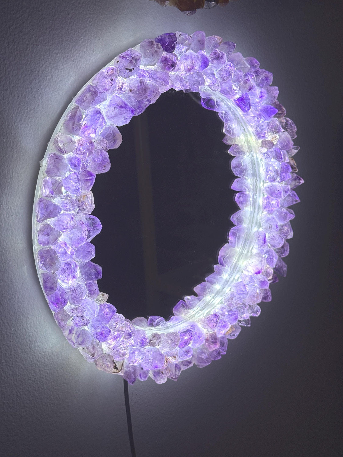 Amethyst Point Light-Up Mirror: Crystal Home Decor (12"x12")