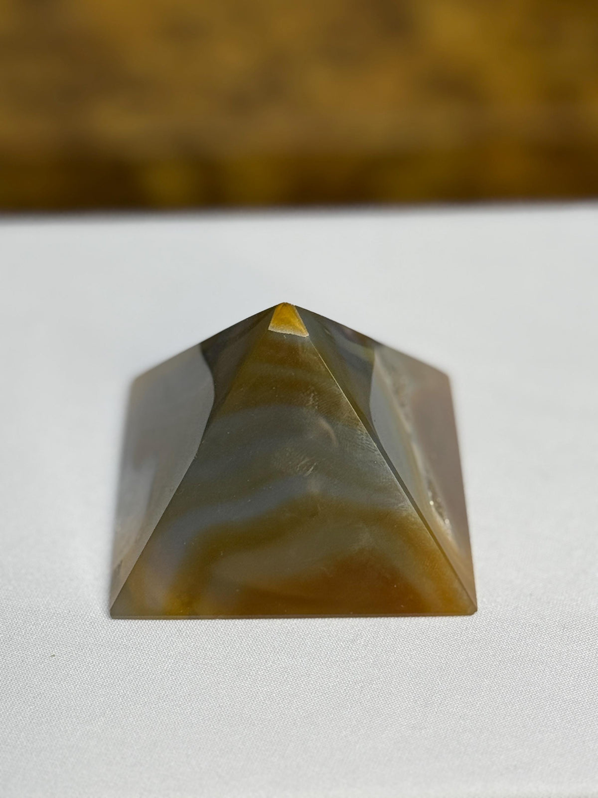 Polished Agate Pyramid with Druzy Caves: Reiki Feng Shui Decor
