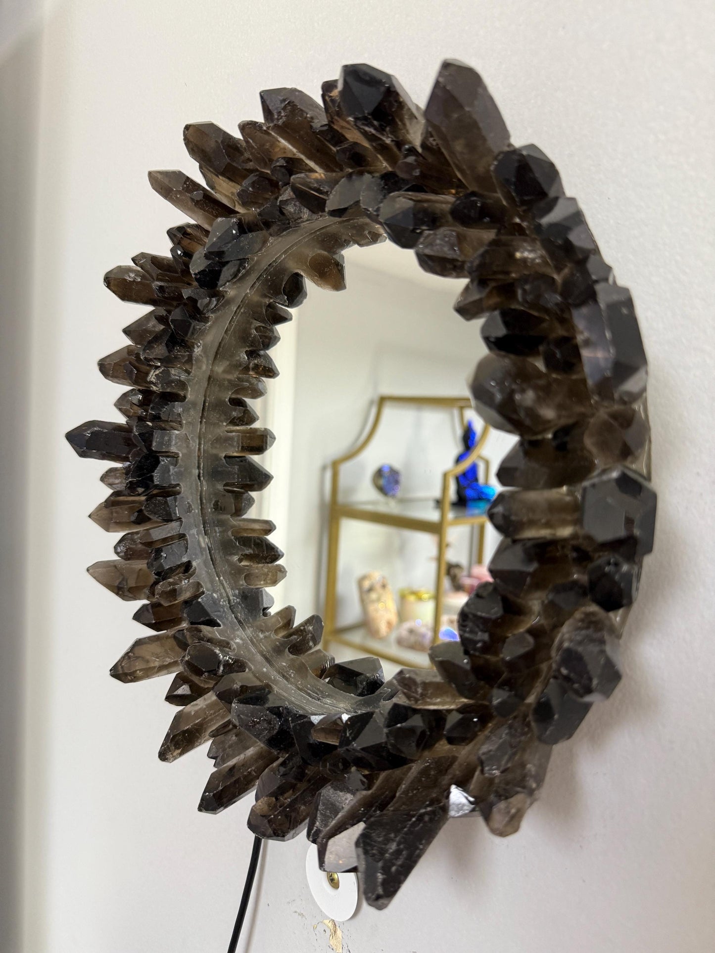 Smokey Quartz Mirror, Light Up Mirror, Crystal Mirror, Luxury Crystal Decor, Vanity Mirror, Home Accents, Unique Gifts for Crystal Lovers