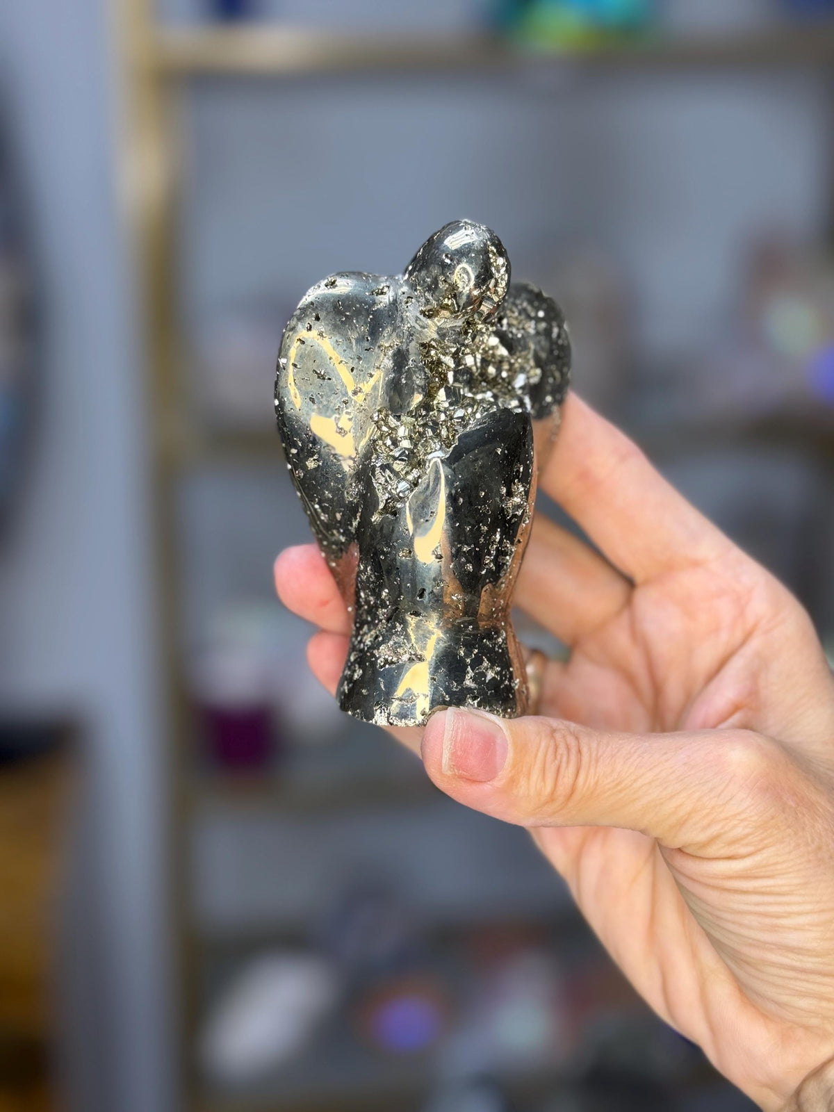 Pyrite Angel Carving: Wealth & Protection Crystal, Spiritual Decor