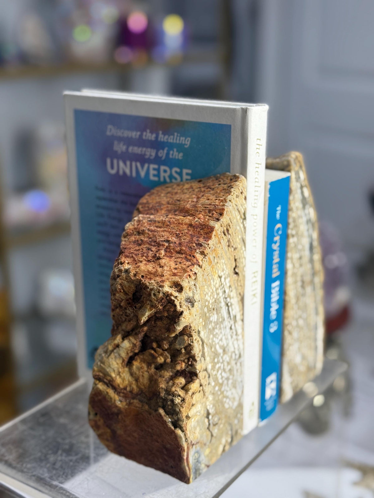 Ocean Jasper Bookends | Luxury Gemstone Bookends | Coastal Crystal Decor | Library Decor | Druzy Crystal Shelf Accent | Modern Home Decor