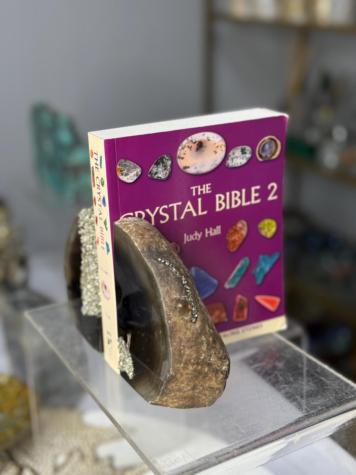 Luxury Agate Bookends with Pyrite: One of a Kind Crystal Decor