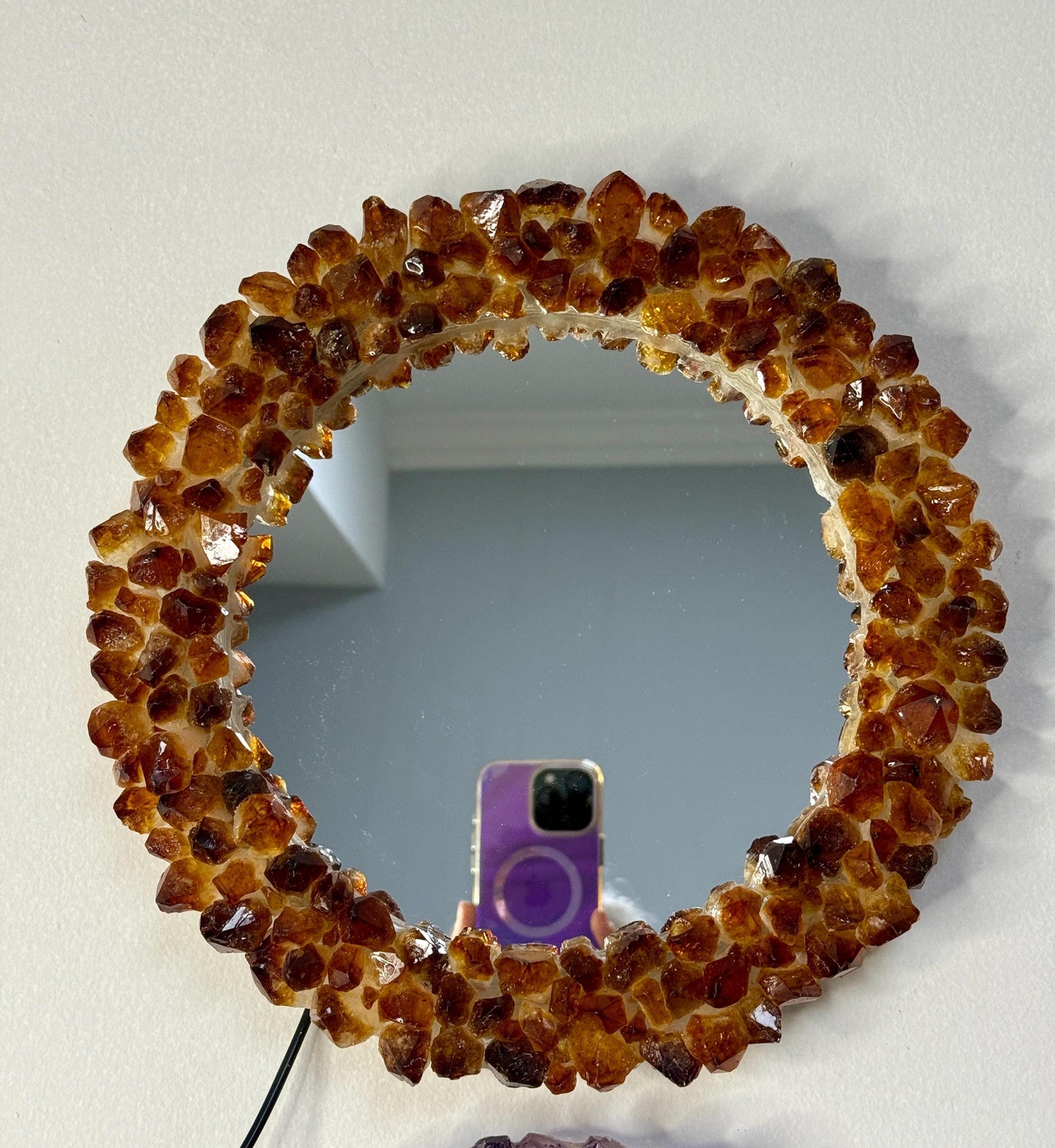 Citrine Point Light Up Mirror, Luxury Crystal Mirror, Luxury Crystal Vanity Mirror, Wall Decor, Unique Gifts for Crystal Lovers
