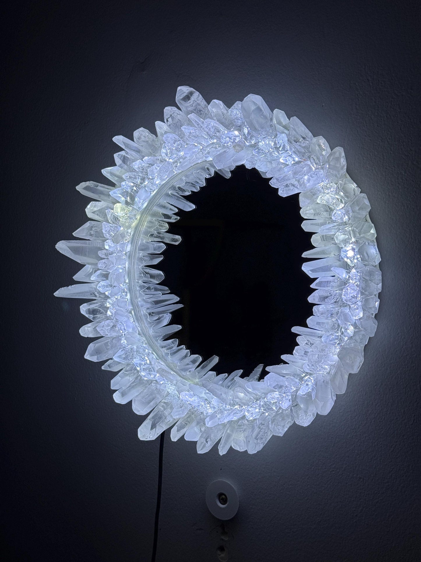 Lemurian Quartz Light Up Mirror, Crystal Point Mirror, Luxury Crystal Decor, Vanity Mirror, Home Accents, Unique Gifts for Crystal Lovers