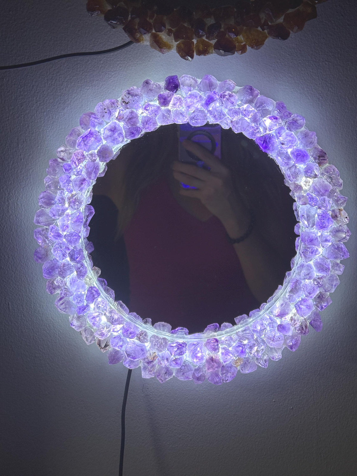 Amethyst Point Light-Up Mirror: Crystal Home Decor (12"x12")