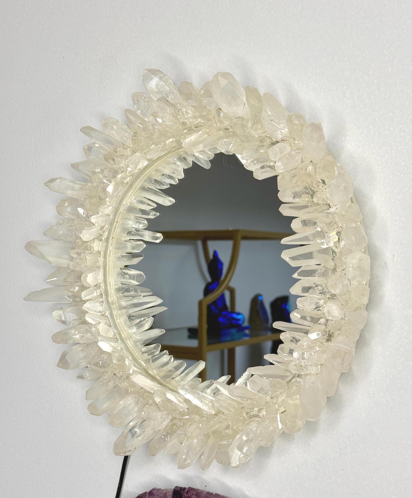 Lemurian Quartz Light Up Mirror, Crystal Point Mirror, Luxury Crystal Decor, Vanity Mirror, Home Accents, Unique Gifts for Crystal Lovers