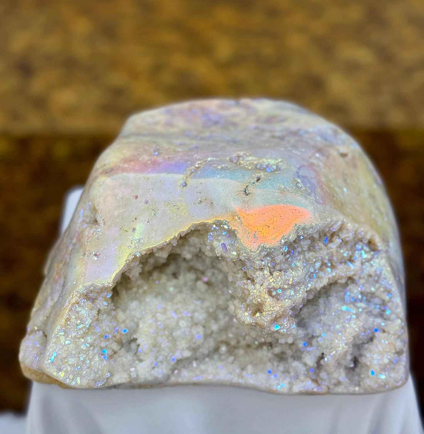 Luxury Angel Aura Pink Amethyst Statement Piece, Large Aura Pink Amethyst Decor Amethyst, Luxury Crystal Home Decor, Iridescent Aura Crystal