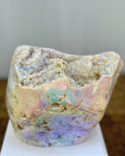 Luxury Angel Aura Pink Amethyst Statement Piece, Large Aura Pink Amethyst Decor Amethyst, Luxury Crystal Home Decor, Iridescent Aura Crystal