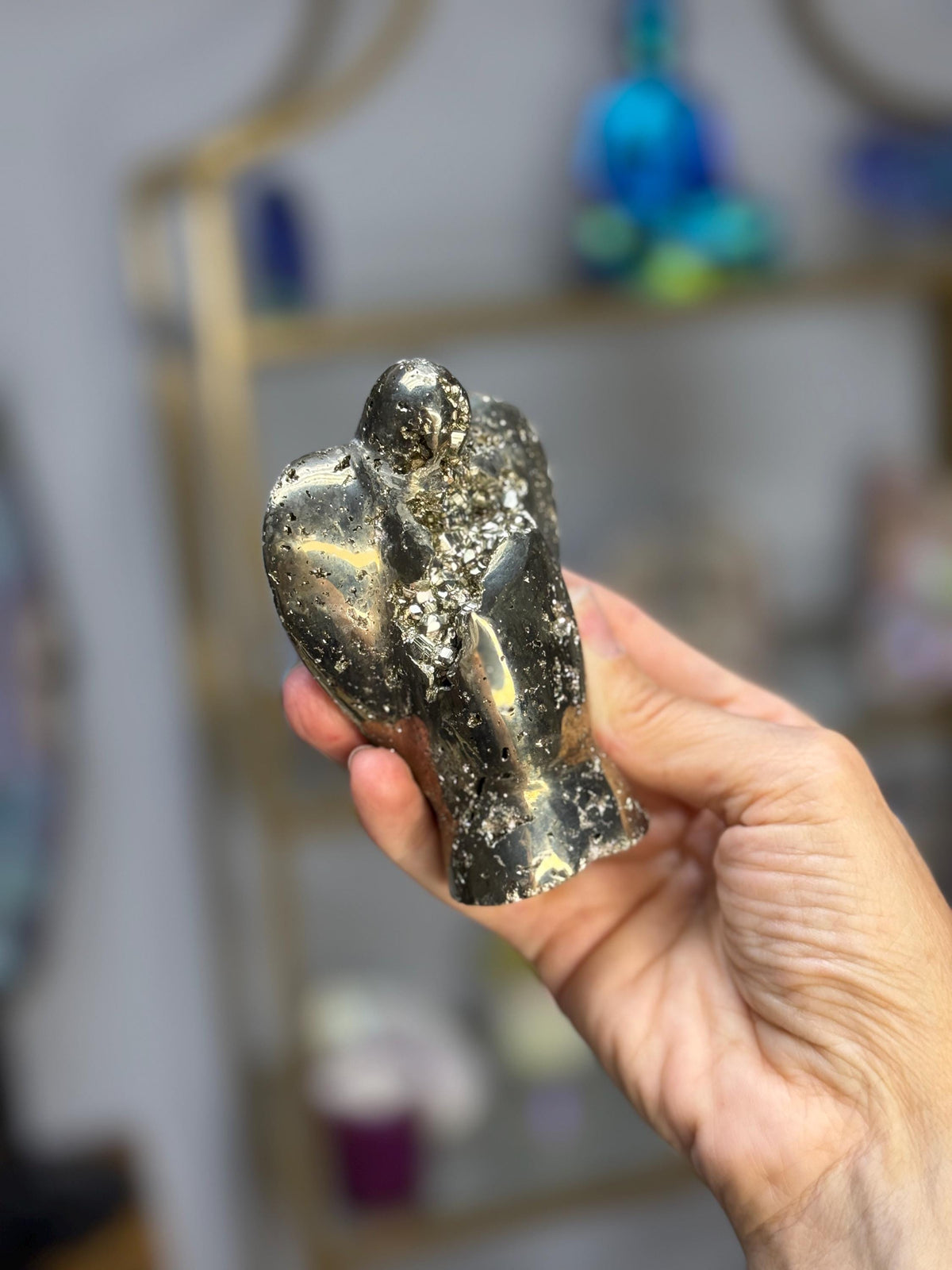Pyrite Angel Carving: Wealth & Protection Crystal, Spiritual Decor