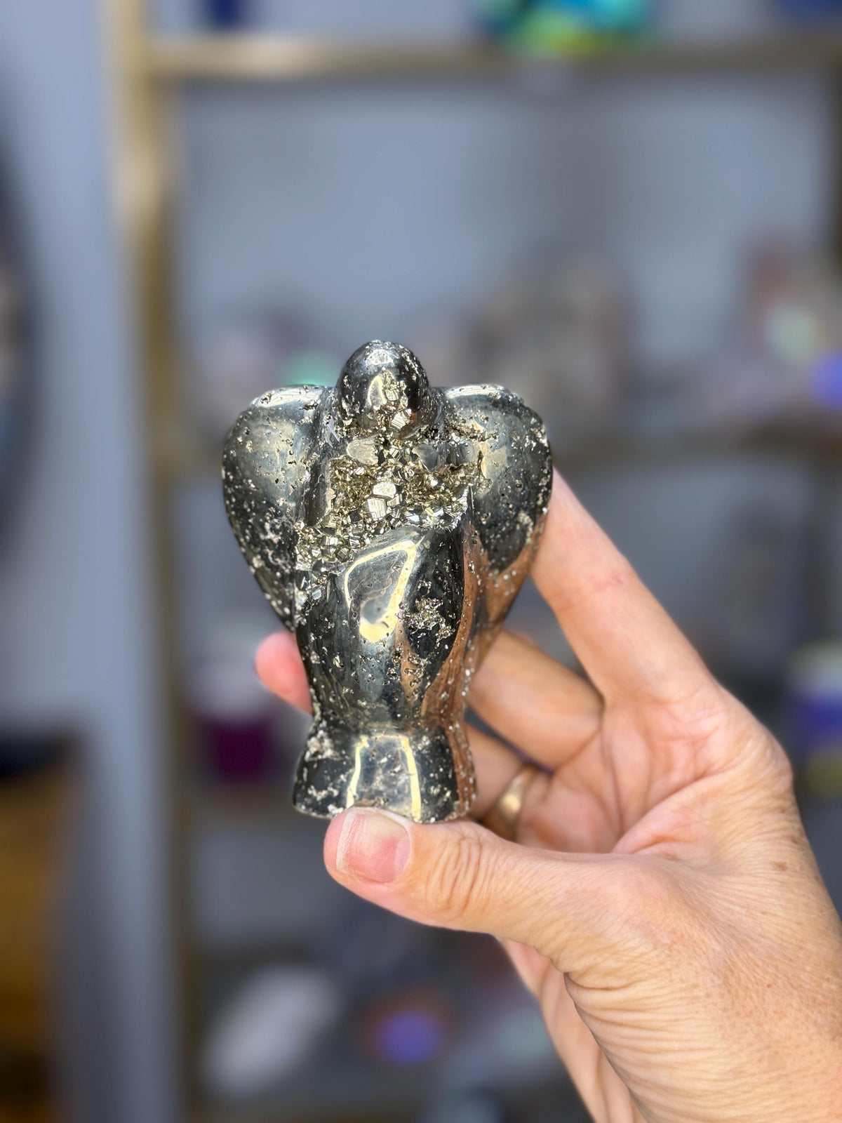 Pyrite Angel Carving: Wealth & Protection Crystal, Spiritual Decor