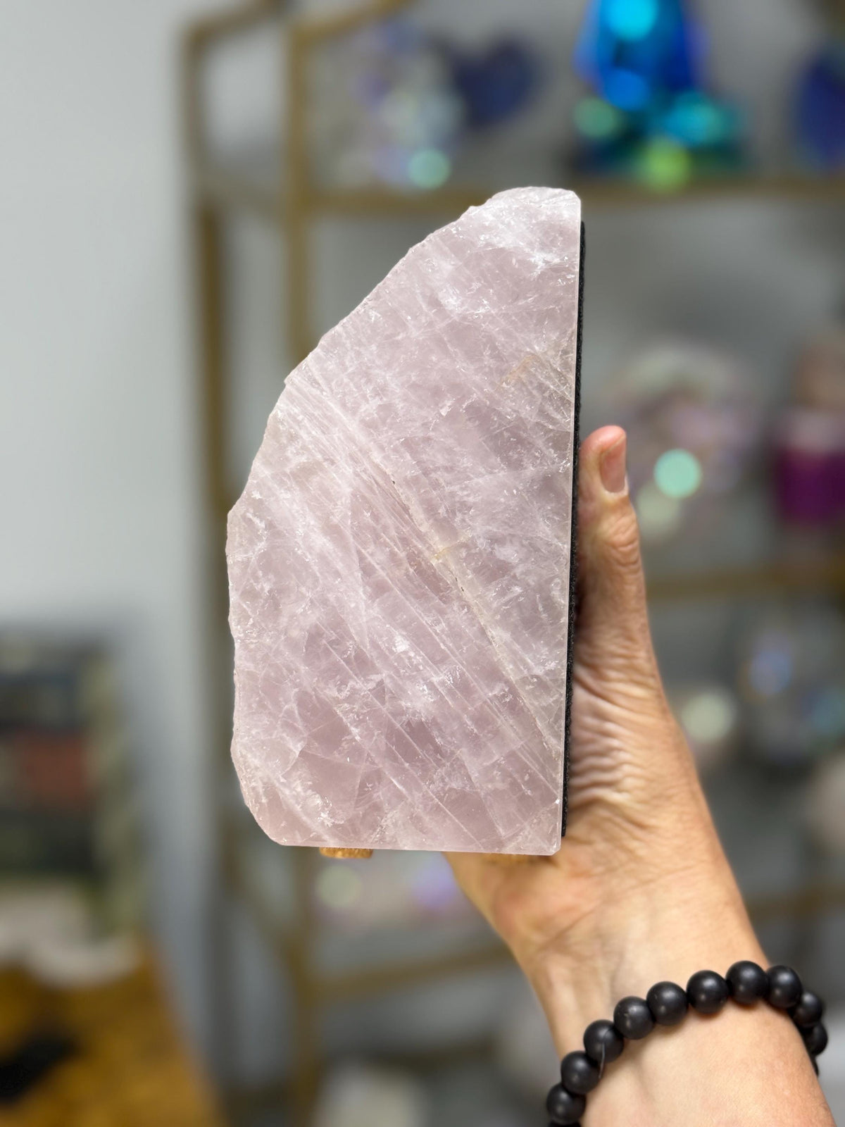 Rose Quartz Bookends: Gemmy Crystal, Library Decor