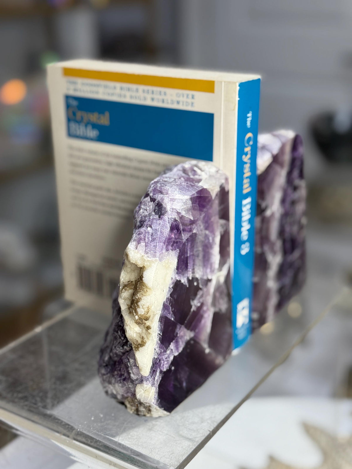 Purple Fluorite Bookends: Library Decor, Crystals for Focus