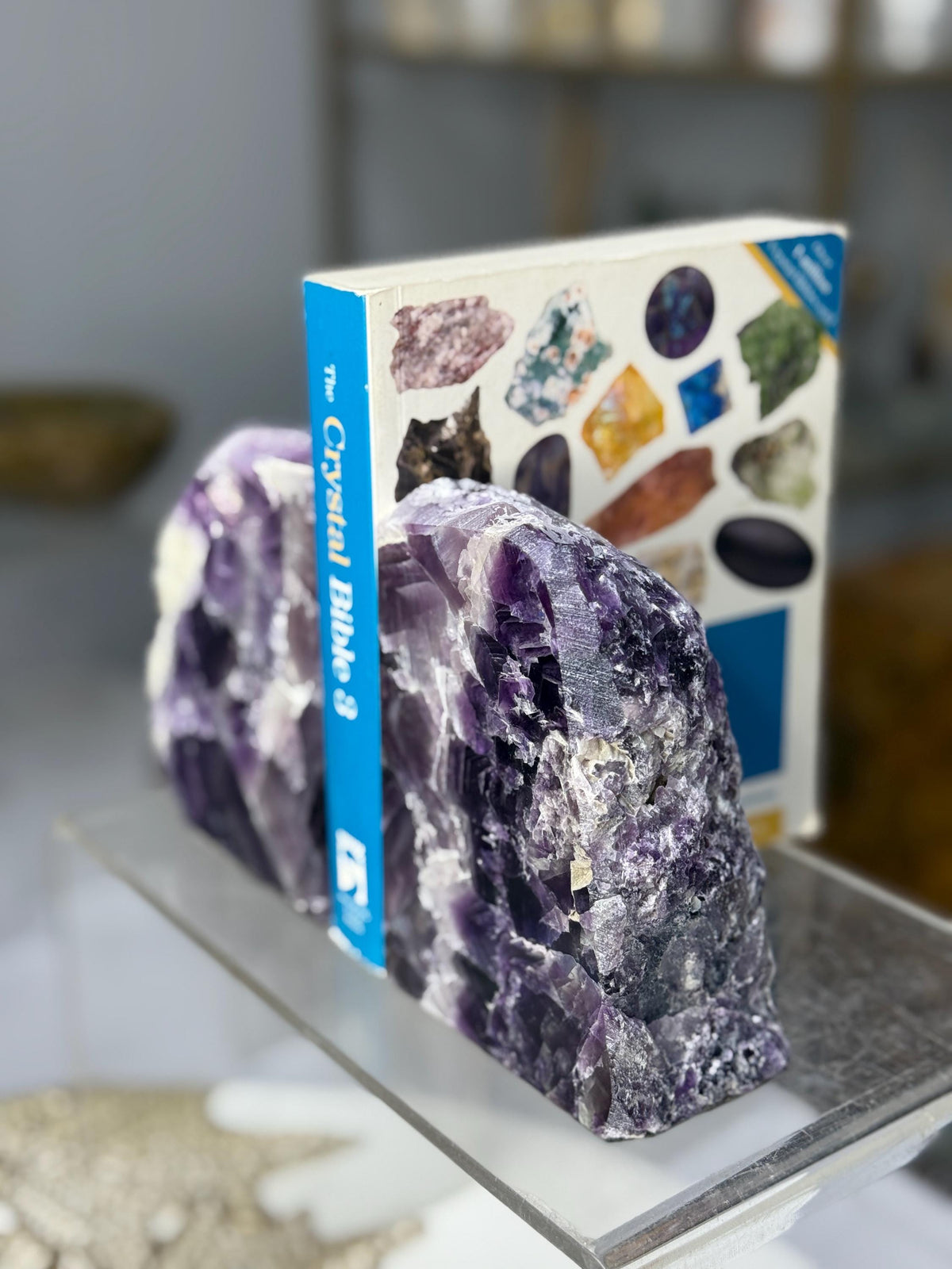 Purple Fluorite Bookends: Library Decor, Crystals for Focus