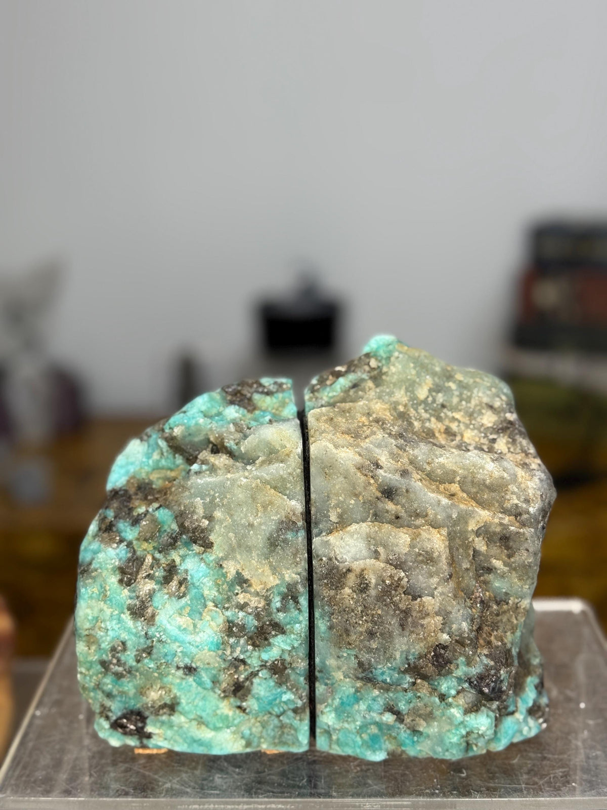 Amazonite Bookends: Natural Gemstone Shelf Decor, Healing Stone Gift