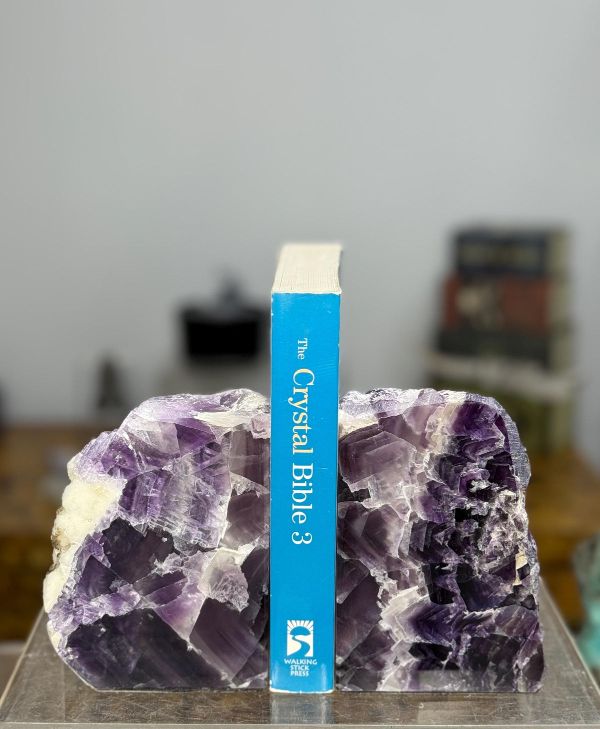 Purple Fluorite Bookends: Library Decor, Crystals for Focus