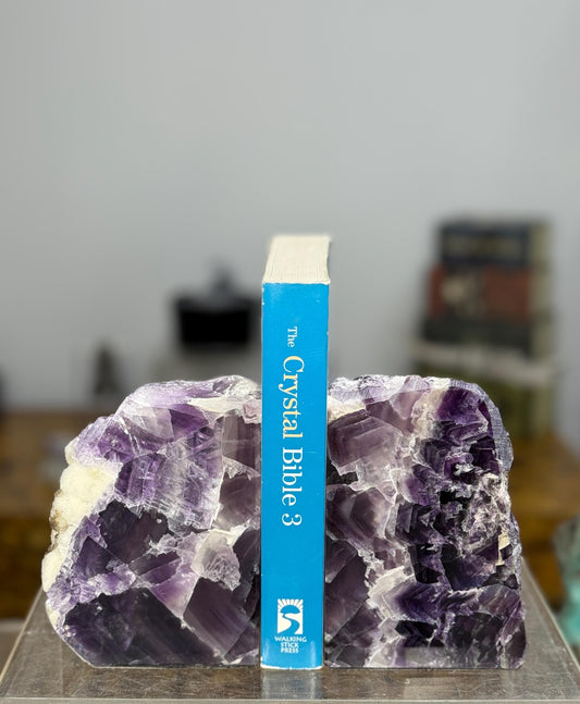 Purple Fluorite Bookends: Library Decor, Crystals for Focus