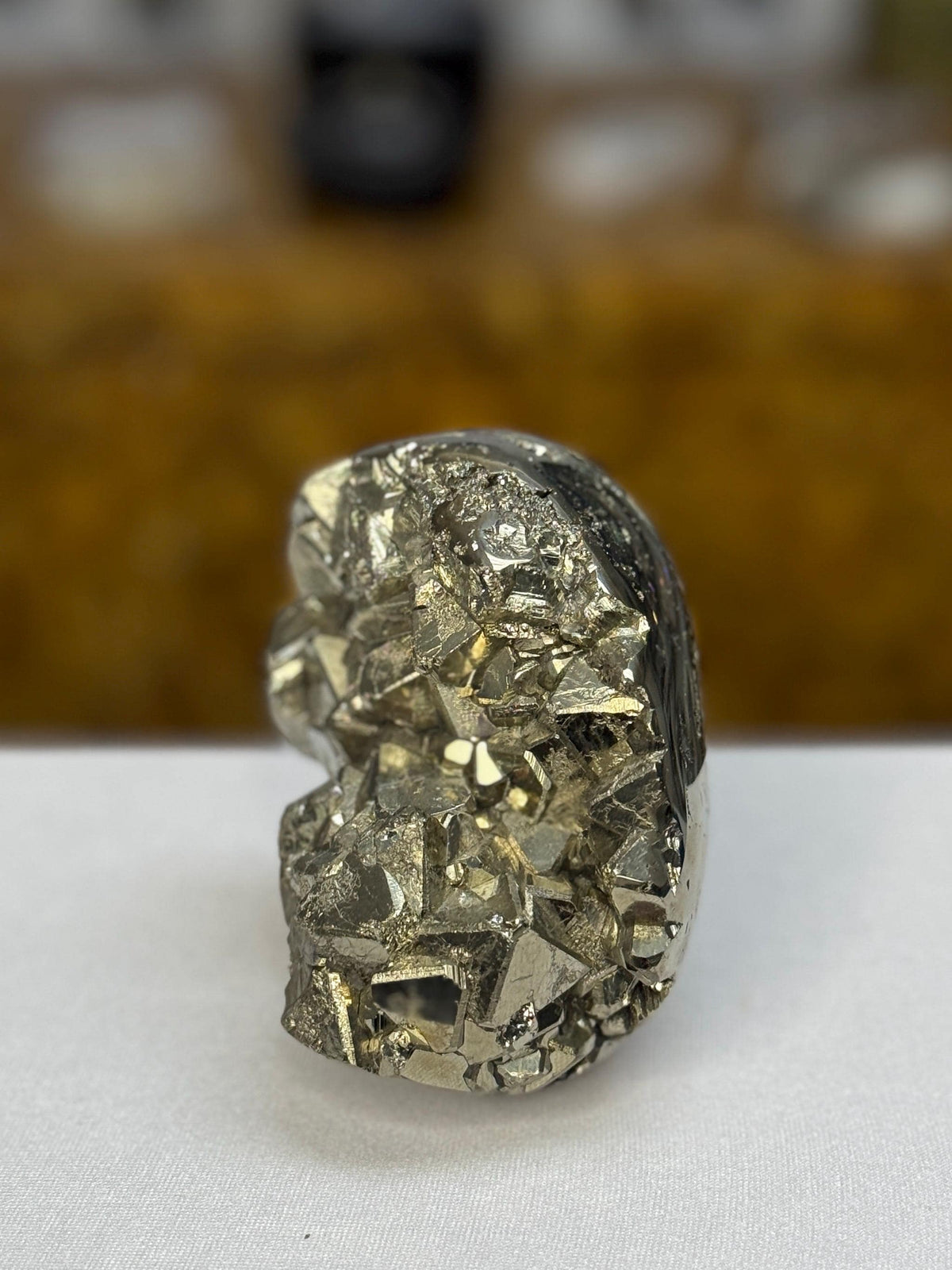 3.5" Pyrite Crystal Skull Carving, Crystal for Abundance, Protection, Grounding