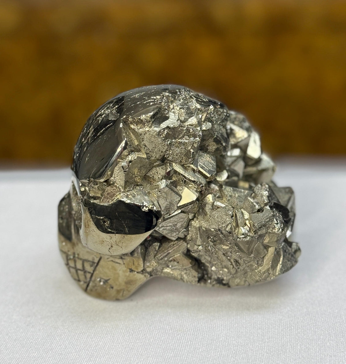 3.5" Pyrite Crystal Skull Carving, Crystal for Abundance, Protection, Grounding