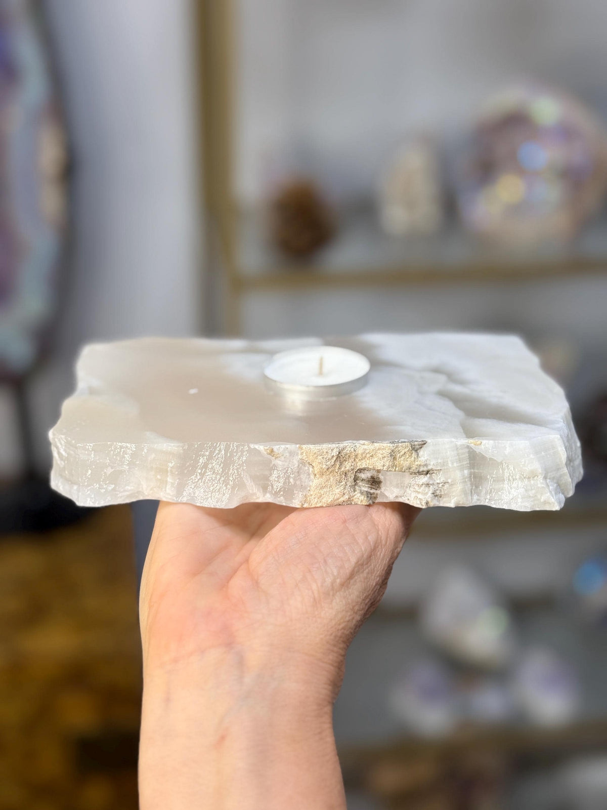 Mexican Onyx Candleholder, Natural Stone tea light holder