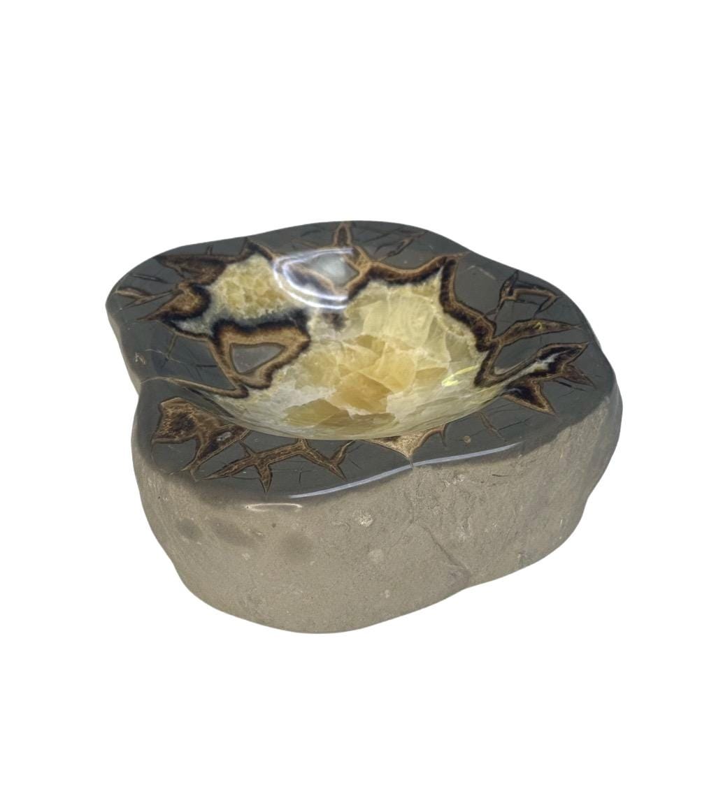 Septarian Bowl, Calcite Dish, Crystal Home Decor, Gem and Mineral Gifts for Him, Father's Day Gift