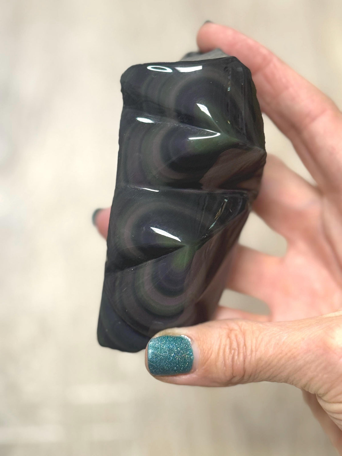 Rainbow Obsidian Double Heart Carving, Valentines Day Gift, Wedding Gift Idea, Crystal Hearts