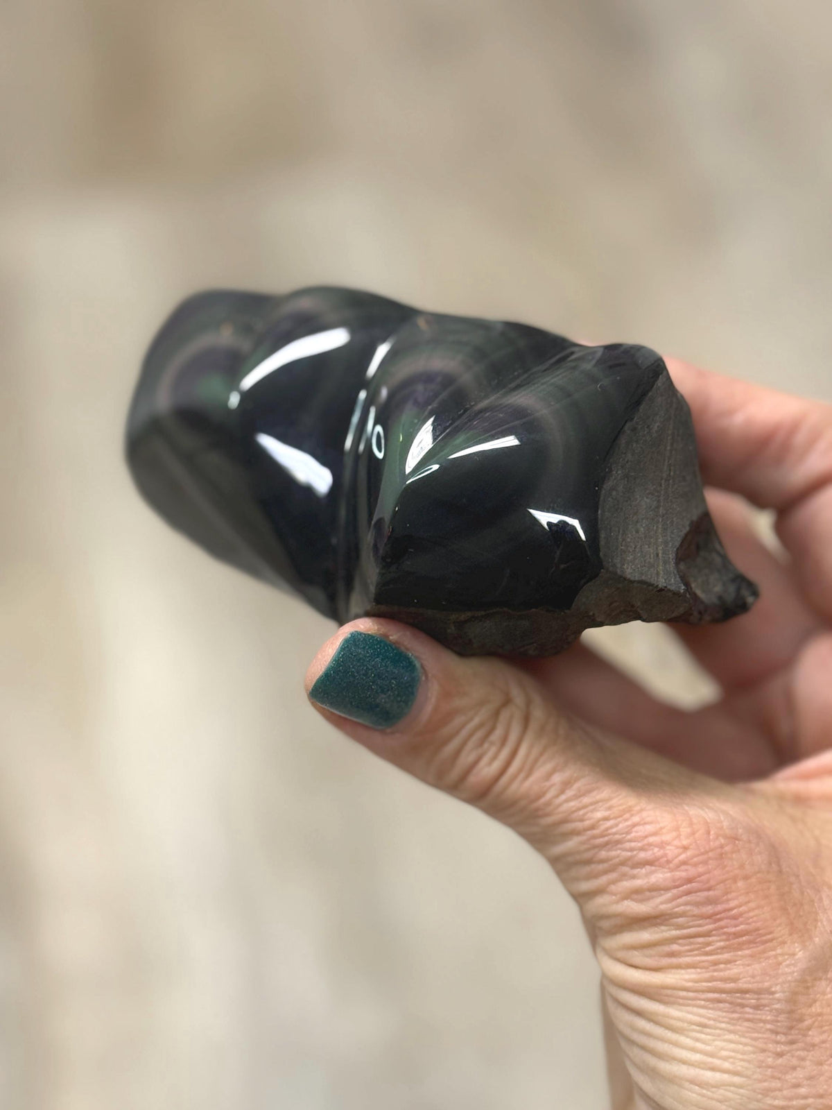Rainbow Obsidian Double Heart Carving, Valentines Day Gift, Wedding Gift Idea, Crystal Hearts
