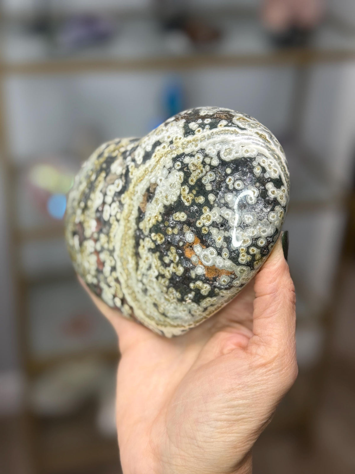 Large Ocean Jasper Heart, Valentine's Day Gift, Crystal Hearts