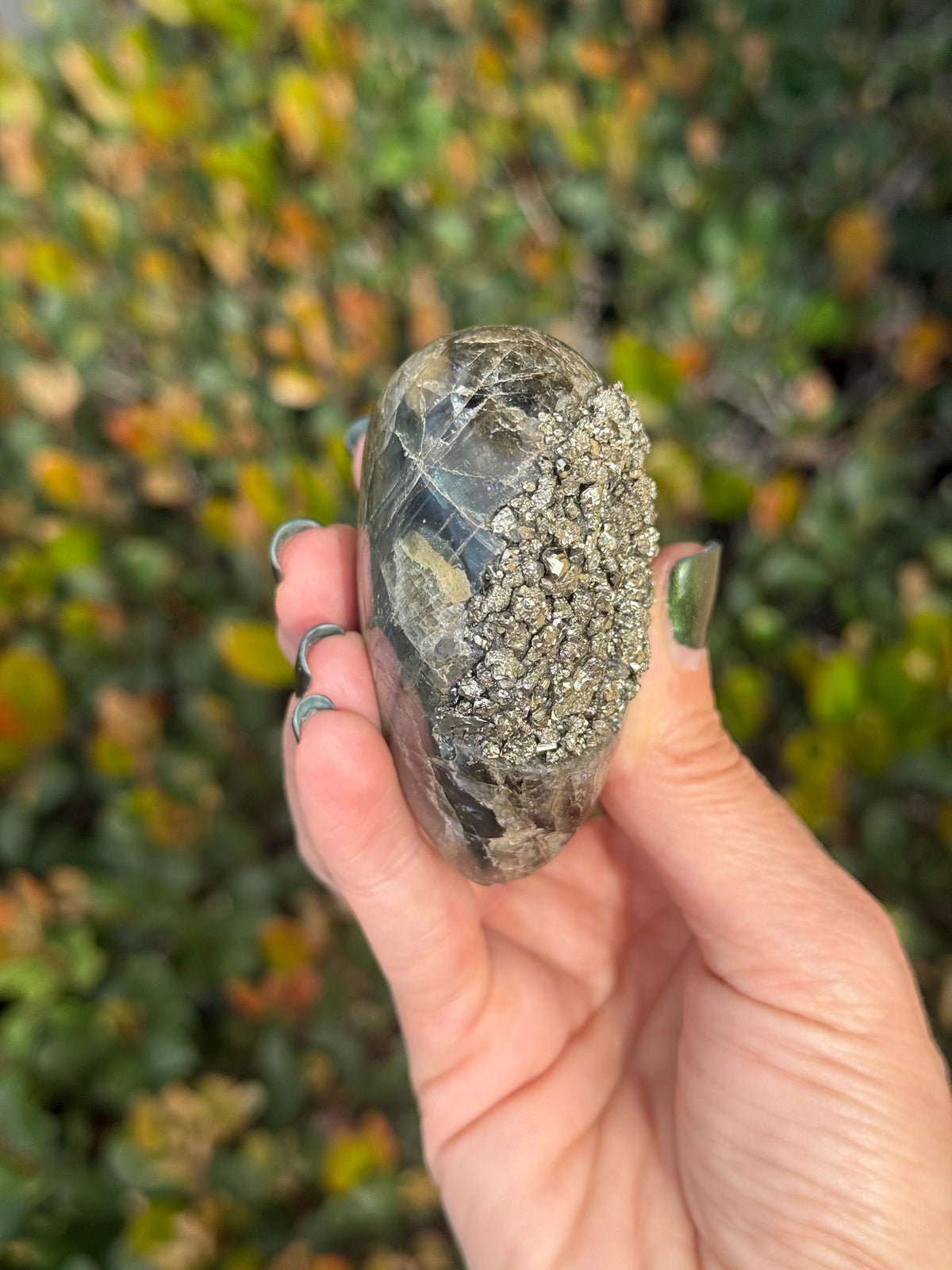 Radiant Labradorite Heart with Pyrite | One of a Kind Crystal Heart | Healing Crystal Decor | Manifestation Stone Gift