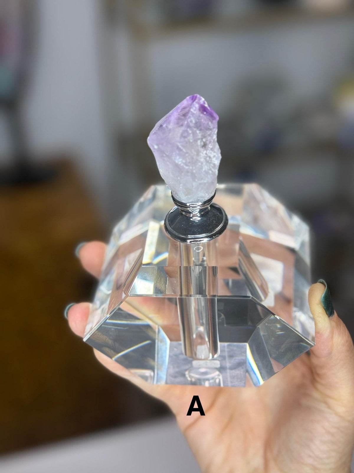 Amethyst Perfume Bottle, Decorative Bottles, Essential Oil Vessel Gift for Her