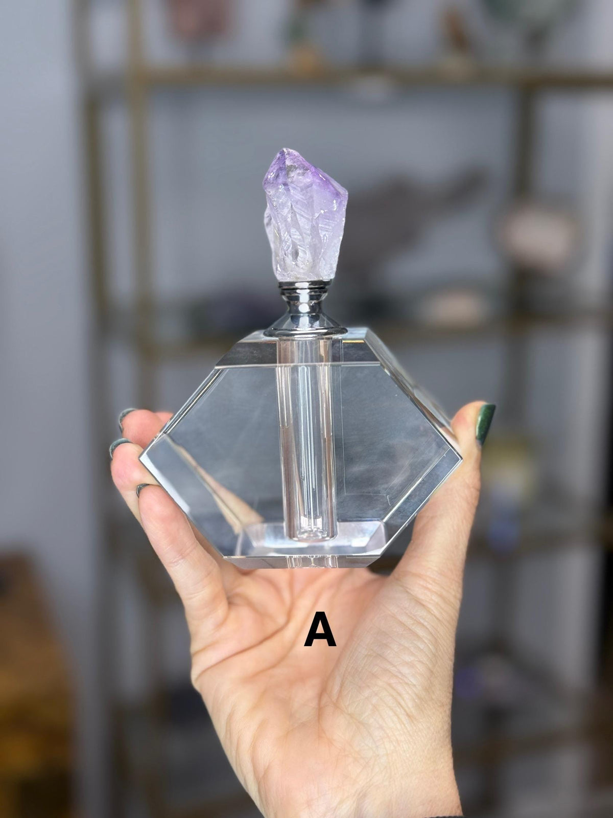 Amethyst Perfume Bottle, Decorative Bottles, Essential Oil Vessel Gift for Her