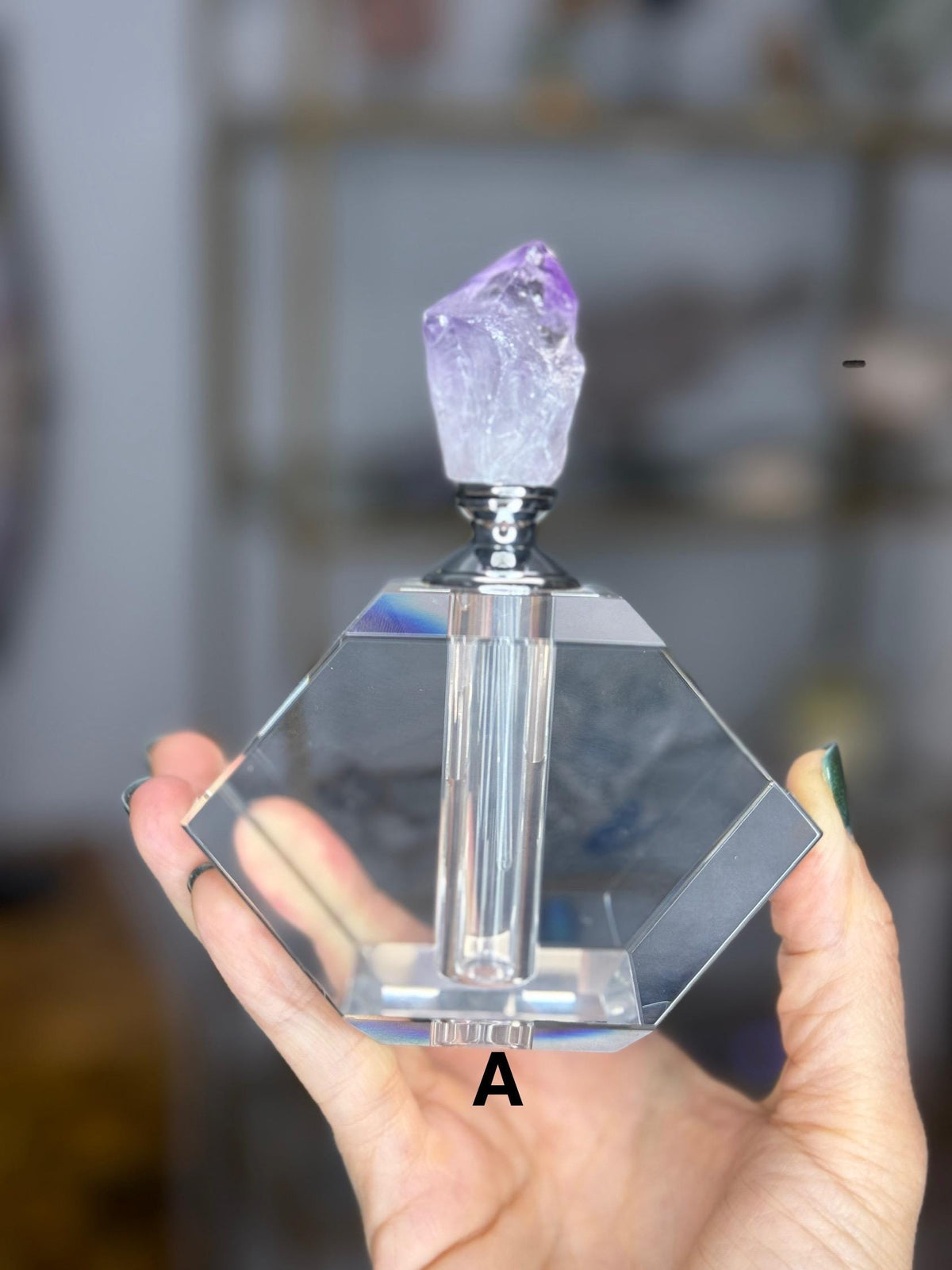 Amethyst Perfume Bottle, Decorative Bottles, Essential Oil Vessel Gift for Her